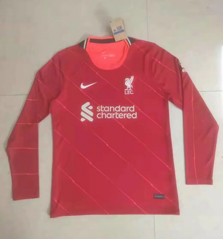 2021/22 Liverpool Long Sleeve Home Kit Soccer Jersey